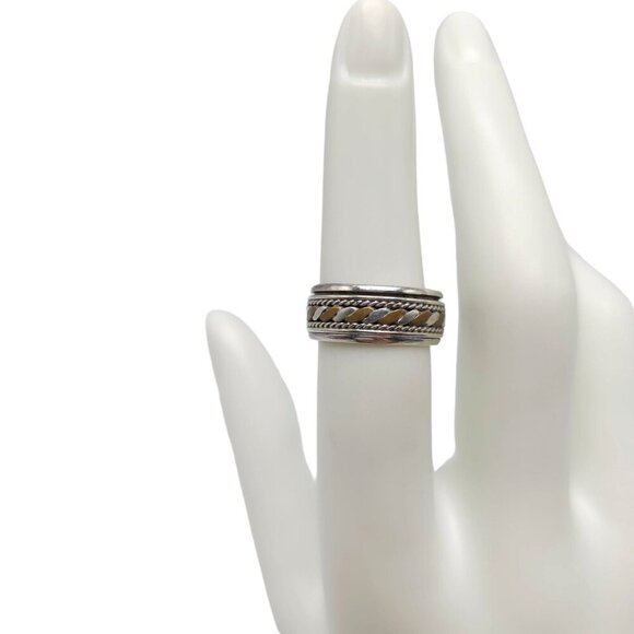 Braided Band Ring Size 6 Copper Sterling Silver Fidget Spinner Ring Vintage - Picture 1 of 6